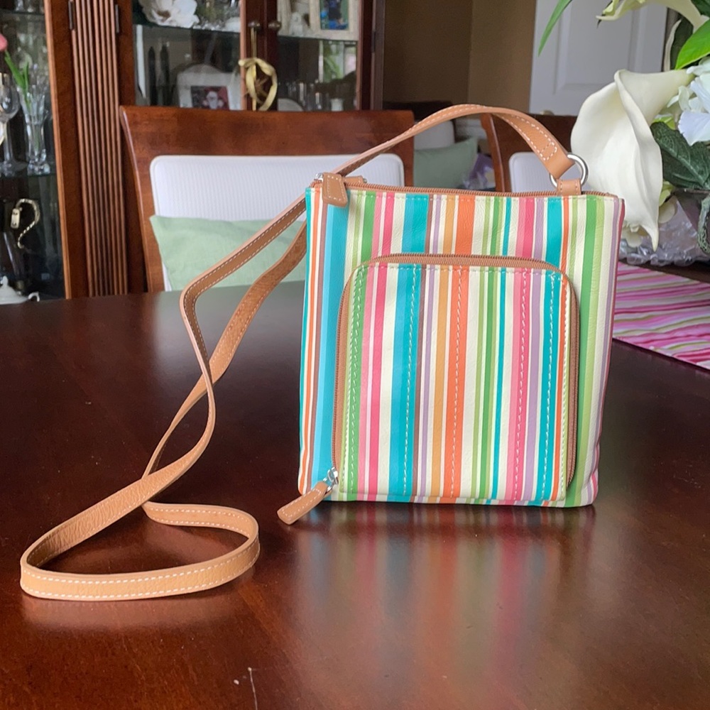 Fossil Multicolored Genuine Leather Crossbody Bag